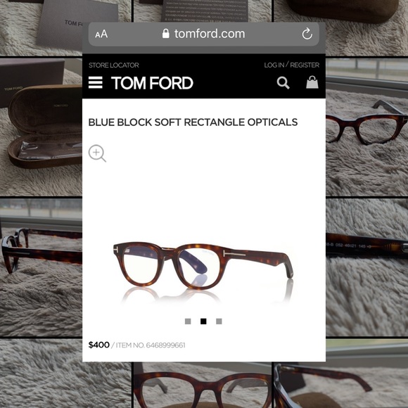 TOM FORD BLUE BLOCK SOFT RECTANGLE FRAMES - Picture 8 of 8